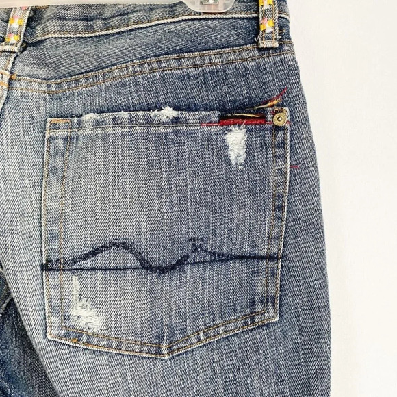 Zac Posen X 7 For All MAnkind Embroidered Low Waist Flared Jeans 31 - Picture 10 of 13